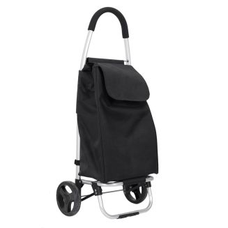 Chariot de courses pliable noir à 2 roues en Polyester (39L)