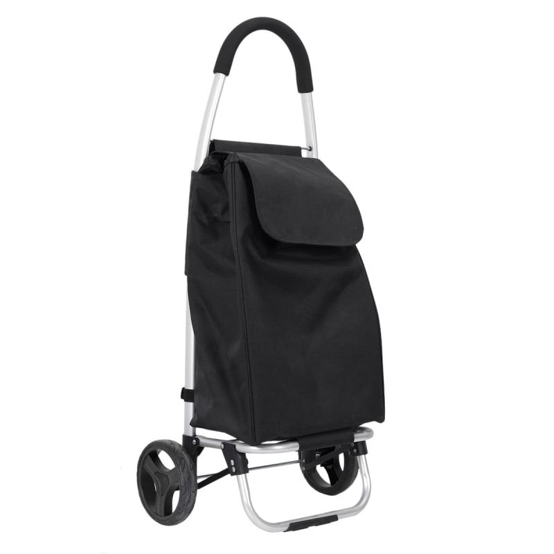 Chariot de courses pliable noir à 2 roues en Polyester (39L)