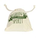 Filet à provisions réutilisable blanc avec message "Green Spirit"+ pochon