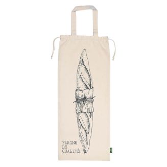 Sac à pain en coton beige avec lien de serrage