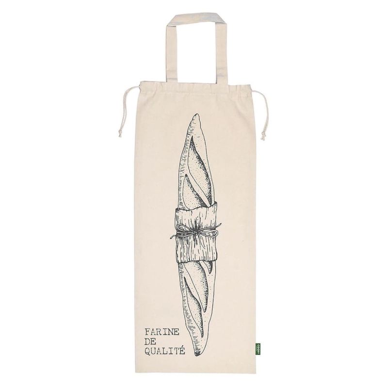 Sac à pain en coton beige avec lien de serrage