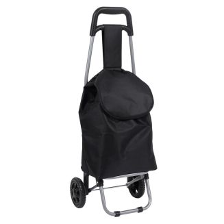 Chariot de courses noir à 2 roues en polyester (H87 cm)