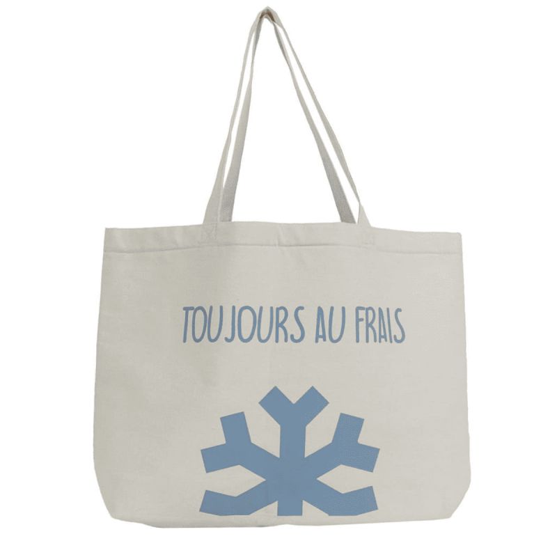 Tote bag isotherme (10L) blanc avec message "Toujours au frais"