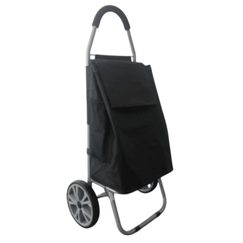 Chariot de courses noir à 2 roues en polyester (H99cm) Chariot de courses noir à 2 roues en polyester (H99cm)