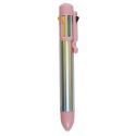 Stylo 8 couleurs Funny rose et argent