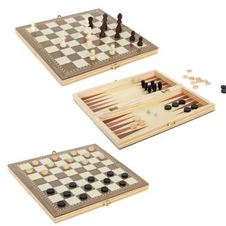 Mallette en Bois Jeux 3 en 1