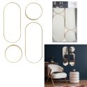Lot de 4 Miroirs Muraux Décoratifs Rond et Ovale Versa Doré