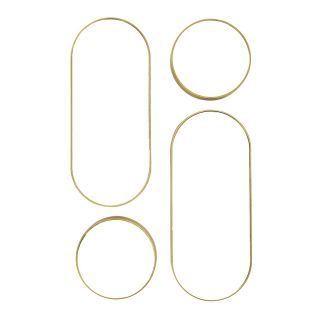 Lot de 4 Miroirs Muraux Décoratifs Rond et Ovale Versa Doré