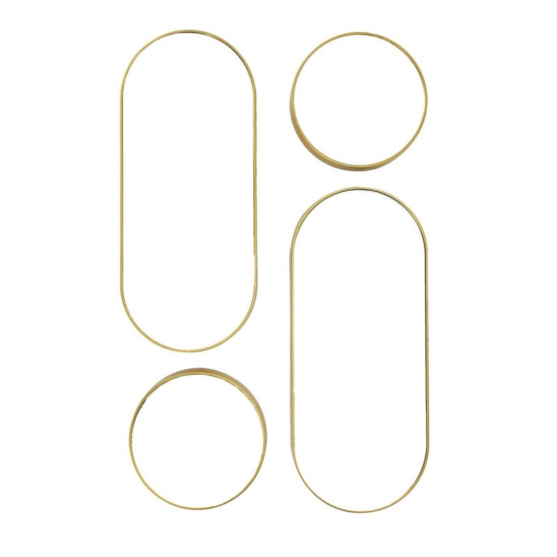 Lot de 4 Miroirs Muraux Décoratifs Rond et Ovale Versa Doré Lot de 4 Miroirs Muraux Décoratifs Rond et Ovale Versa Doré