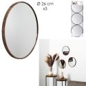 Enssemble de 3 Miroir Ø26 cm Imitation Bois Enssemble de 3 Miroir Ø26 cm Imitation Bois