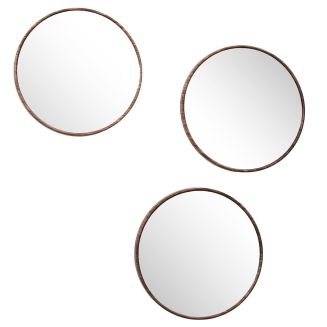Enssemble de 3 Miroir Ø26 cm Imitation Bois