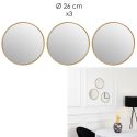 Lot de 3 Miroirs Doré Ø26cm - Miroirs Ronds avec Cadre Doré pour Décoration Murale