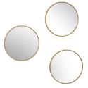 Lot de 3 Miroirs Doré Ø26cm - Miroirs Ronds avec Cadre Doré pour Décoration Murale