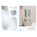 Lot de 3 Miroirs Blanc 75x25 cm / 50x25 cm / Ø25 cm -