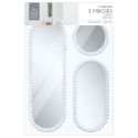 Lot de 3 Miroirs Blanc 75x25 cm / 50x25 cm / Ø25 cm -