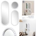 Lot de 3 Miroirs Blanc 75x25 cm / 50x25 cm / Ø25 cm -