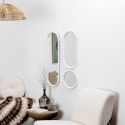 Lot de 3 Miroirs Blanc 75x25 cm / 50x25 cm / Ø25 cm -