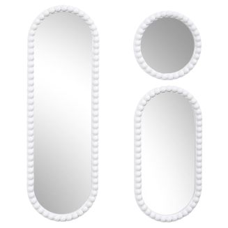Lot de 3 Miroirs Blanc 75x25 cm / 50x25 cm / Ø25 cm -