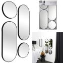 Ensemble de 4 Miroirs Déco Ronds et Ovale Noir