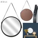 Miroir Rond avec Anse PU Noir Ø40 cm