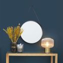 Miroir Rond avec Anse PU Noir Ø40 cm