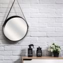 Miroir Rond avec Anse PU Noir Ø40 cm