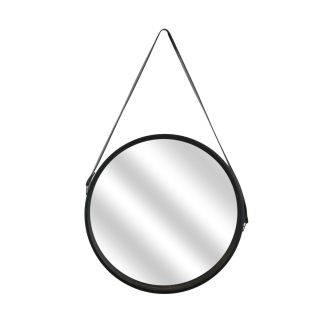 Miroir Rond avec Anse PU Noir Ø40 cm