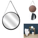 Miroir Rond avec Anse PU Noir Ø50 cm