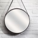Miroir Rond avec Anse PU Noir Ø50 cm