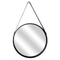 Miroir Rond avec Anse PU Noir Ø50 cm