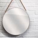 Miroir Rond avec Anse en Jonc Contour Blanc Ø50 cm
