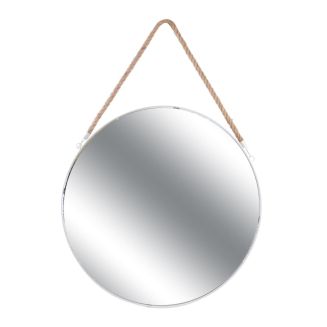 Miroir Rond avec Anse en Jonc Contour Blanc Ø50 cm