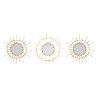 Lot de 3 Miroirs Ronds en Rotin Ø28 cm
