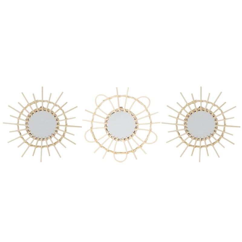 Lot de 3 Miroirs Ronds en Rotin Ø28 cm