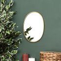 Miroir Ovale Cadre Métal Doré 25x34cm