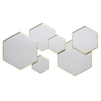 Miroir Hexagonal Doré Décoratif