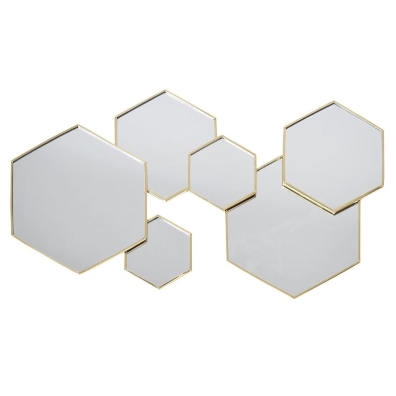 Miroir Hexagonal Doré Décoratif