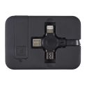 Boitier câbles rétractables 3 en 1 avec support smartphone intégré