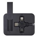 Boitier câbles rétractables 3 en 1 avec support smartphone intégré