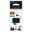 Boitier câbles rétractables 3 en 1 avec support smartphone intégré