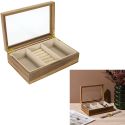 Boîte à Bijoux en Verre et Bois Massif - Rangement Élegant pour Bijoux - Design Naturel - Parfaite pour Coiffeuse