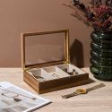 Boîte à Bijoux en Verre et Bois Massif - Rangement Élegant pour Bijoux - Design Naturel - Parfaite pour Coiffeuse