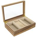 Boîte à Bijoux en Verre et Bois Massif - Rangement Élegant pour Bijoux - Design Naturel - Parfaite pour Coiffeuse