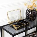 Boîte à Bijoux en Verre Métal Doré et Velours Noir