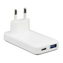 Adaptateur secteur ultra plat 1 port type C + 1 port USB 36 Watt