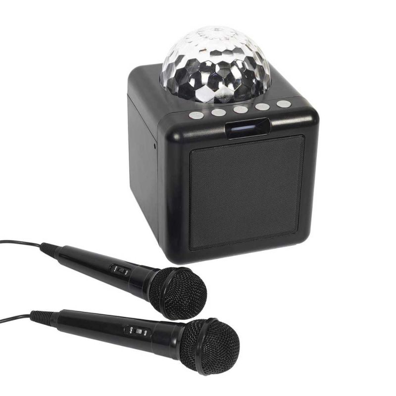 Enceinte karaoke boule disco LED avec 2 micros Enceinte karaoke boule disco LED avec 2 micros