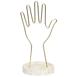 Porte-Bijoux Main en Métal avec Support Terrazzo
