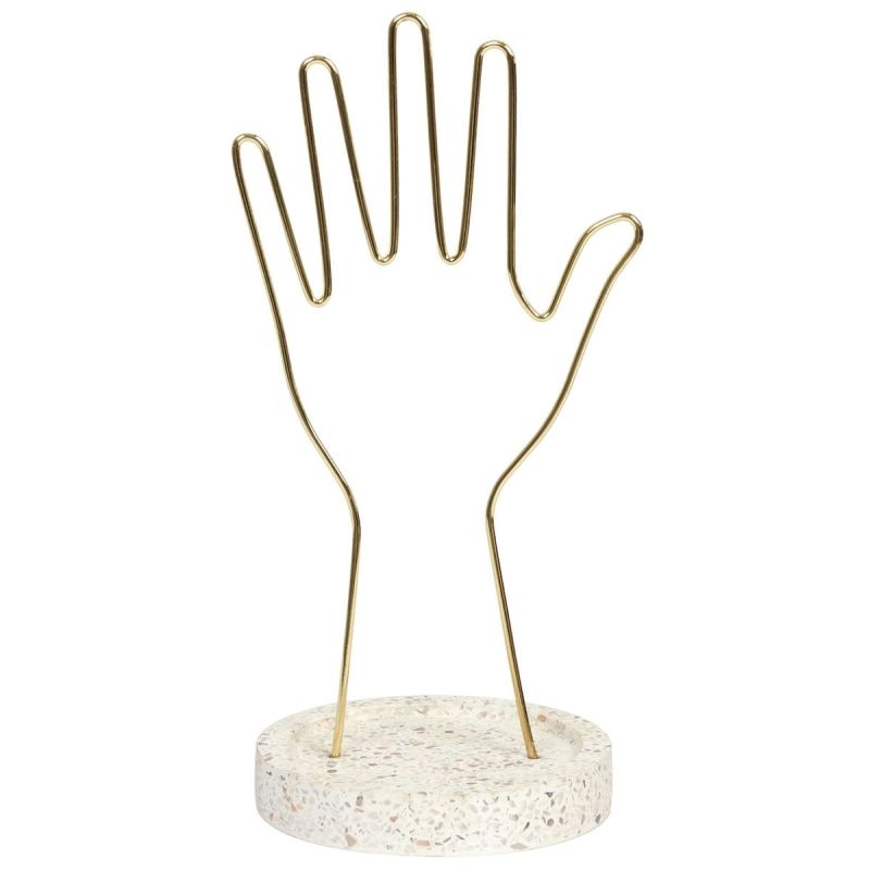 Porte-Bijoux Main en Métal avec Support Terrazzo