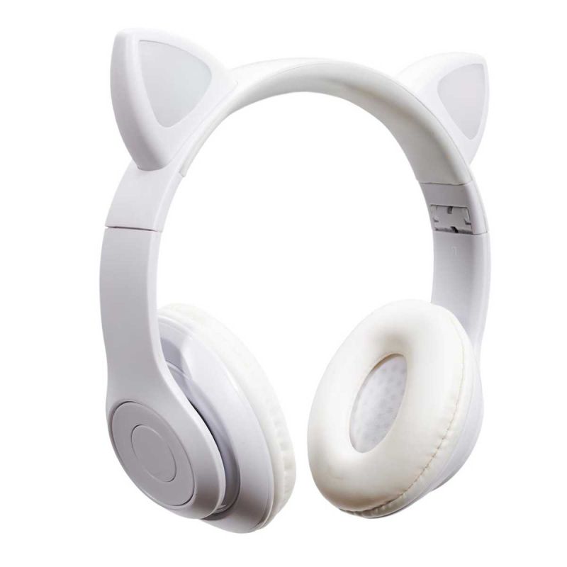 Casque audio sans fil déco oreilles de chat "Kawaii" à LED