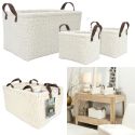 Ensemble de 3 Paniers Rangement Blanc Bouclette